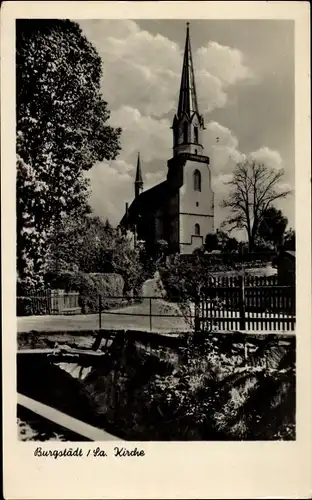 Ak Burgstädt in Sachsen, Kirche, Außenansicht