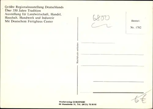 Ak Mannheim in Baden, Maimarkt, Größte Regionalausstellung Deutschlands, Fertighaus Center