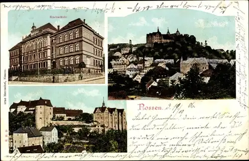 Ak Nossen in Sachsen, Stadtschule, Schloss, Teilansicht