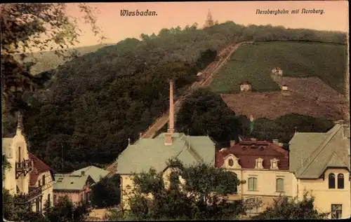 Ak Wiesbaden, Nerobergbahn mit Neroberg