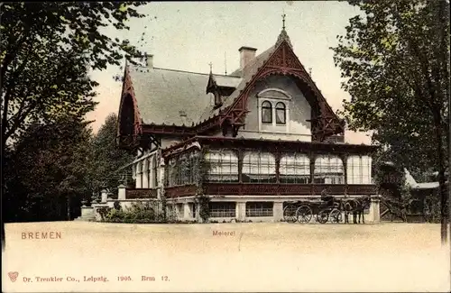 Ak Hansestadt Bremen, Meierei, Außenansicht, Kutsche