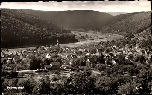 Ak Neckargerach in Baden Württemberg, Panorama, Kirchturm