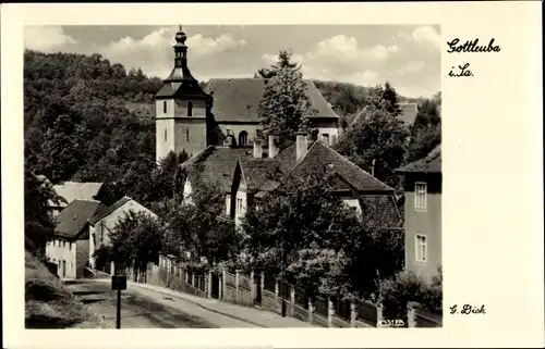 Ak Bad Gottleuba, Partie an der Petrikirche