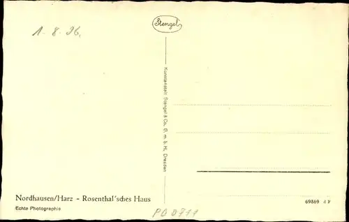 Ak Nordhausen am Harz, Rosenthal'sches Haus