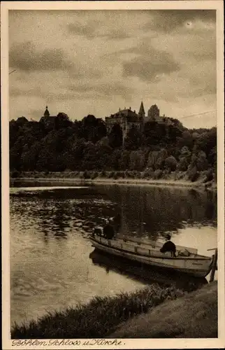 Ak Böhlen im Kreis Leipzig, Schloss und Kirche