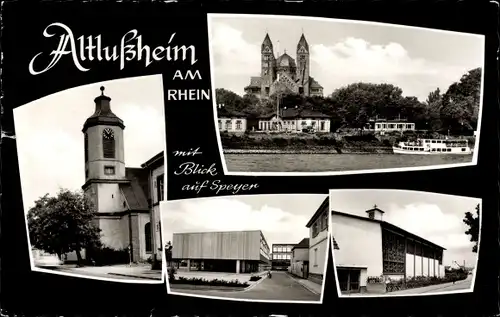 Ak Altlußheim in Baden, Blick auf Speyer, Kirche, Teilansichten