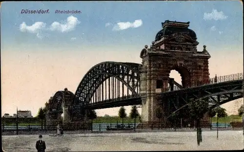 Ak Düsseldorf am Rhein, Rheinbrücke