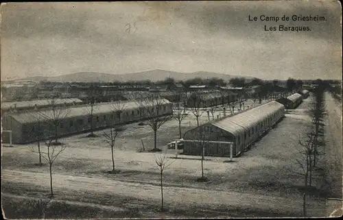 Ak Griesheim bei Darmstadt, Le Camp, Les Baraques, Truppenübungsplatz