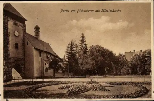Ak Villingen im Schwarzwald, Lehr- und Erziehungs-Institut St. Ursula, Bickenturm, Klosterkirche