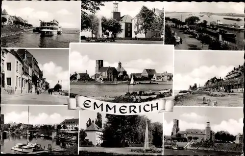 Ak Emmerich am Niederrhein, Hafenpartie, Kirche, Teilansichten