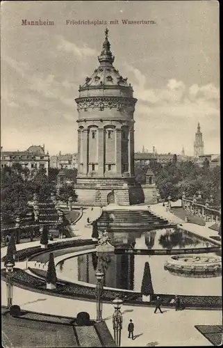 Ak Mannheim in Baden, Friedrichsplatz mit Wasserturm