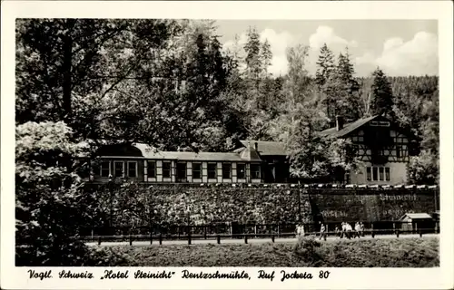 Ak Rentzschmühle Pöhl Vogtland, Blick auf das Hotel Steinicht