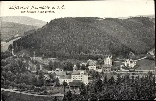 Ak Neumühle an der Elster, Panorama vom heiteren Blick gesehen