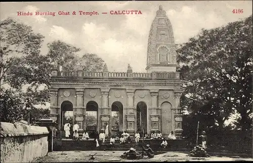 Ak Calcutta Kolkata Kalkutta Indien, Hindu Burning Ghat, Temple