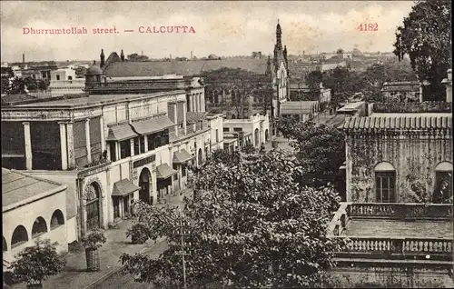 Ak Calcutta Kolkata Kalkutta Indien, Dhurrumtollah street