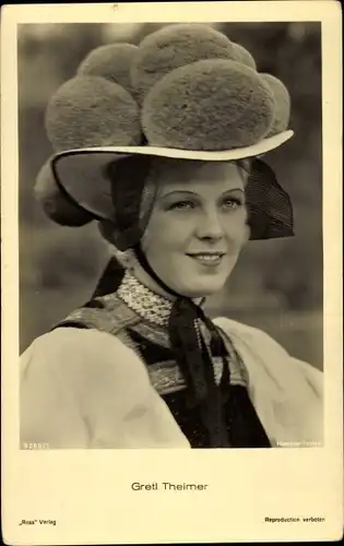 Ak Schauspielerin Gretl Theimer, Portrait, Hut