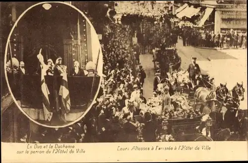 Ak Liège Lüttich Wallonien, Entree du Duc et de la Duchesse de Brabant 1928, Hotel de Ville