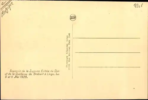 Ak Outremeuse Liège Lüttich Wallonien, Entree du Duc et de la Duchesse de Brabant 1928