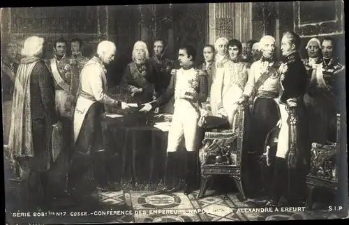 Künstler Ak Gosse, Napoléon et Alexandre, Conférence des Empereurs à Erfurt