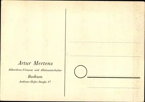 Lied Ak Beim Amselwirt in der Drosselgass, Artur Mertens, Portrait, Akkordeon