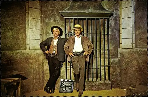 Ak Schauspieler Robert Redford und Paul Newman, Waxfigur, Movieland Wax Museum