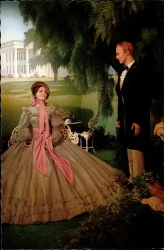 Ak Schauspieler Olivia De Havilland, Leslie Howard, Vom Winde verweht,Filmszene,Movieland Wax Museum