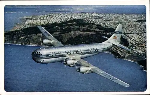 Ak Double decked Strato Clippers, Amerikanisches Passagierflugzeug, Pan Am