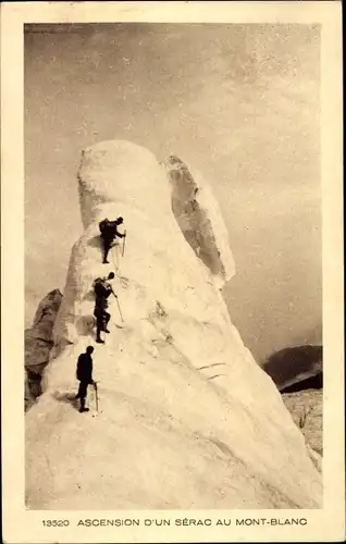 Ak Chamonix Mont Blanc Haute Savoie, Ascension d'un Serac au Mont Blanc
