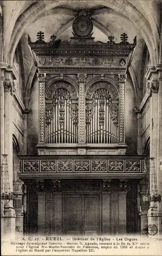 Ak Rueil Hauts-de-Seine, Interieur de l'Eglise, Les Orgues