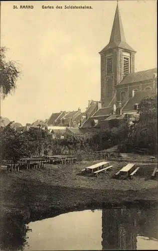 Ak Saint Amand les Eaux Nord, Garten des Soldatenheims