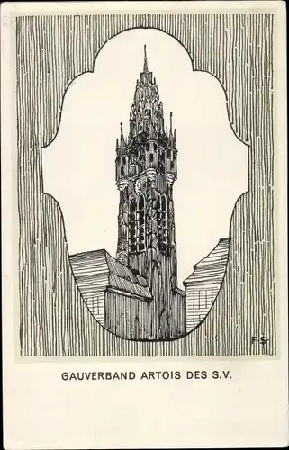 Künstler Ak Artois Pas de Calais, Gauverband, Eglise