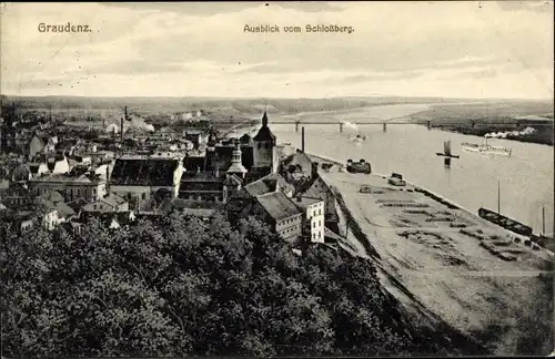 Ak Grudziądz Graudenz Westpreußen, Ausblick vom Schlossberg