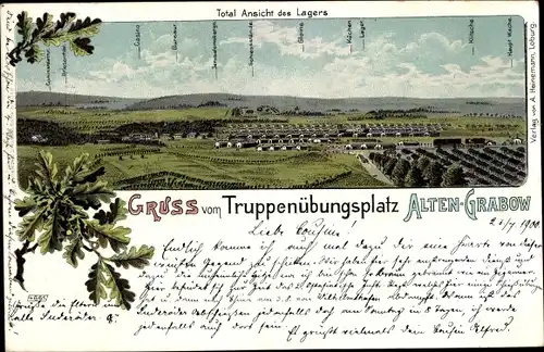 Litho Altengrabow Möckern in Sachsen Anhalt, Truppenübungsplatz, Totalansicht des Lagers