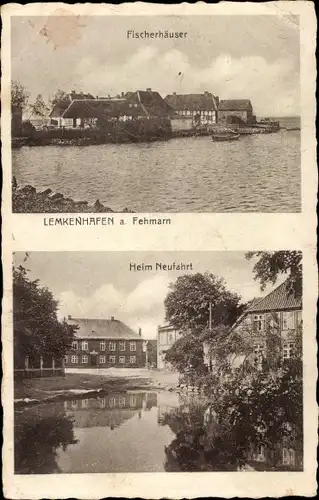 Ak Lemkenhafen Insel Fehmarn, Fischerhäuser, Heim Neufahrt