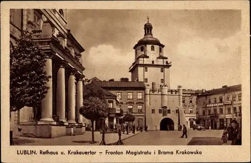 Ak Lublin Polen, Fronton Magistratu i Brama Krakowska, Rathaus, Krakauertor