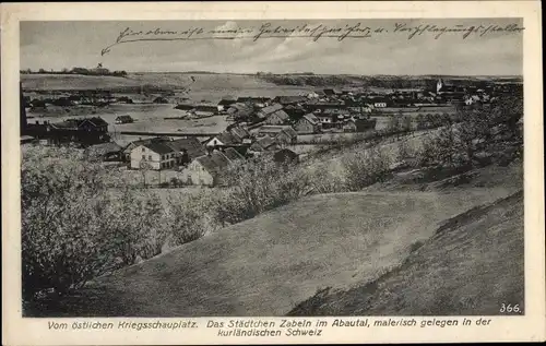 Ak Zabeln Abautal Lettland, Gesamtansicht, Östlicher Kriegsschauplatz