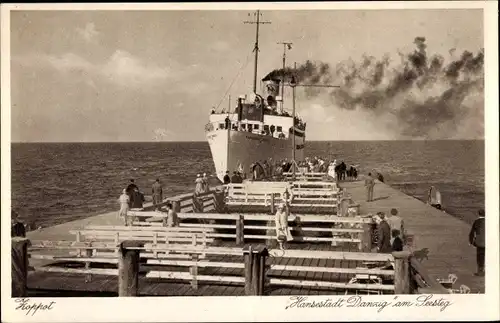 Ak Sopot Gdańsk Zoppot Danzig, Dampfer Hansestadt Danzig am Seesteg