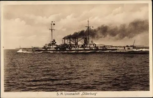 Ak Deutsches Kriegsschiff, SM Linienschiff Oldenburg, Kaiserliche Marine
