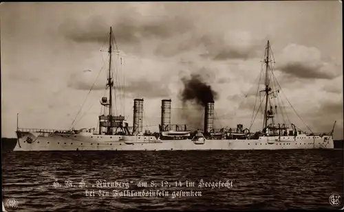 Ak Deutsches Kriegsschiff, SMS Nürnberg, Kleiner Kreuzer, Kaiserliche Marine