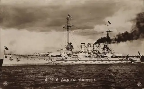 Ak Deutsches Kriegsschiff, SMS Helgoland, Linienschiff, Kaiserliche Marine