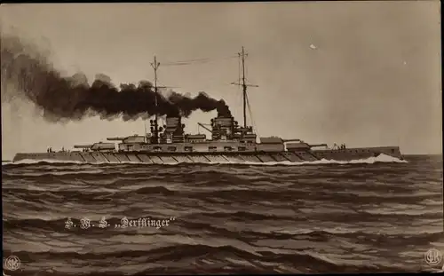 Ak Deutsches Kriegsschiff, SMS Derfflinger, Schlachtkreuzer, Kaiserliche Marine