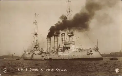 Ak Deutsches Kriegsschiff, SMS Danzig, Kl. gesch. Kreuzer, Kaiserliche Marine