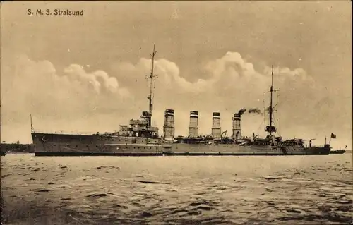 Ak Deutsches Kriegsschiff, SMS Stralsund, Kaiserliche Marine