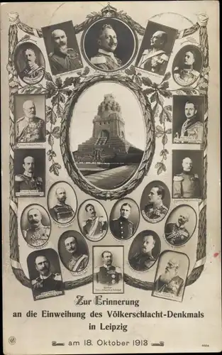 Passepartout Ak Leipzig in Sachsen, Völkerschlachtdenkmal, Weihe 1913, Kaiser Wilhelm II