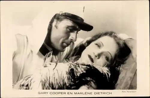 Ak Schauspielerin Marlene Dietrich, Gary Cooper, Legionär, Paramount