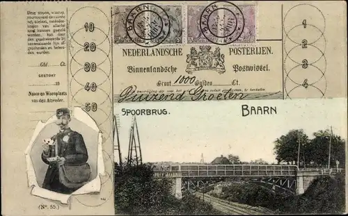 Passepartout Ak Baarn Utrecht Niederlande, Spoorbrug, Nederlandsche Posterijen