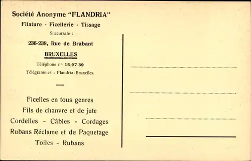 Ak Bruxelles Brüssel, Societe Anonyme Flandria, Une vue de la Filature