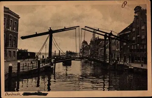 Ak Dordrecht Südholland Niederlande, Hebebrücke, Gebäude