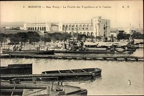 Ak Bizerte Tunesien, Baie Ponty, La Flotille des Torpilleurs et la Caserne