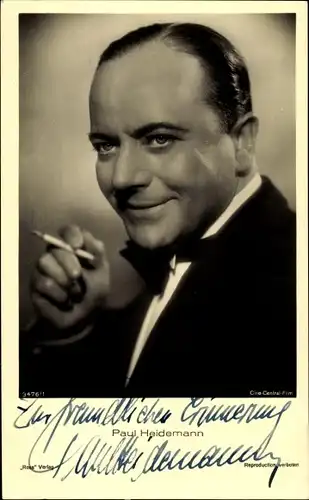 Ak Schauspieler Paul Heidemann, Portrait, Zigarette